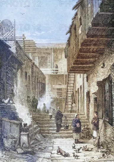 View of Chinatown in San Francisco, California, c. 1870, America, digital reproduction from