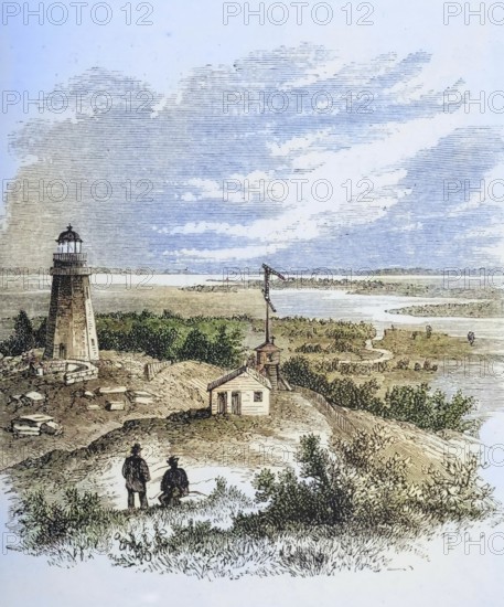 Sandy Hook, New Jersey, seen from the lighthouse, in the 1870s, America, digital reproduction from