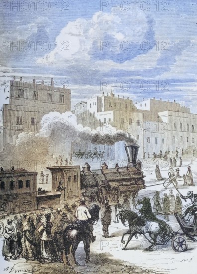 Street scene in San Francisco, California, c. 1870, America, digital reproduction from American