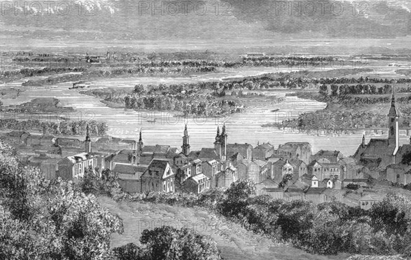 The Danube, near Pressburg, Bratislava, around 1870, Slovakia, digital reproduction of a historical