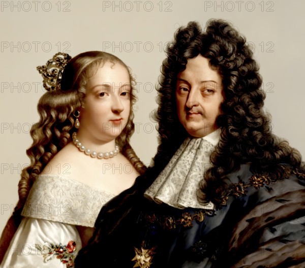 Louis XIV, 1638-1715, Louis the Great, Sun King, Ludwig XIV, King of France and his first wife,