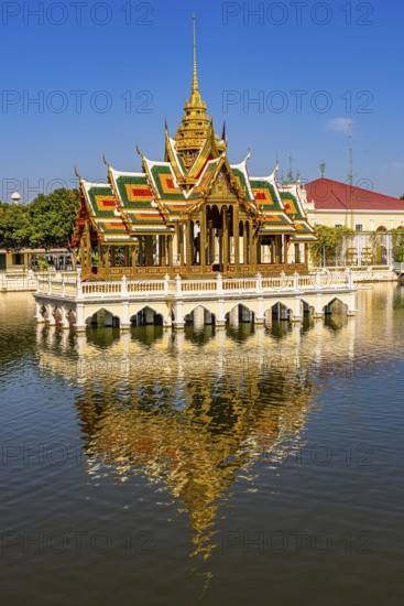 Open gilded pavilion, Buddhist temple complex, Thai King's Summer Palace, Bang Pa-In, near