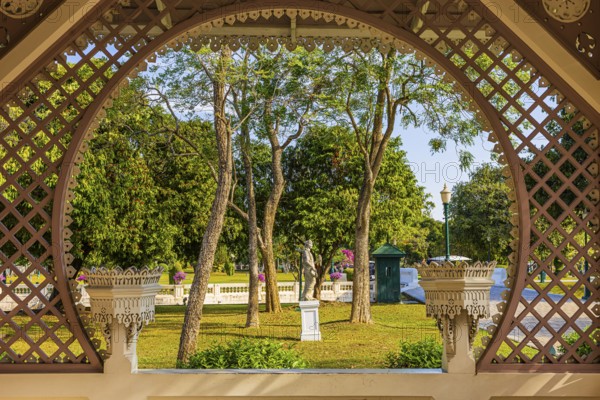 Garden pavilion, view of the royal park, Thai King's Summer Palace, Bang Pa-In, near Ayutthaya,
