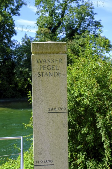 Water level, flood level, indicator, an der Alz, Altenmarkt an der Alz, Chiemgau, Upper Bavaria,