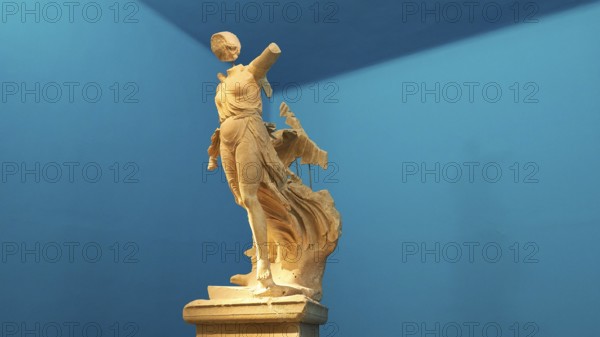 The Nike of Paionios, statue of the goddess of victory Nike from Parisian marble, fragment of an
