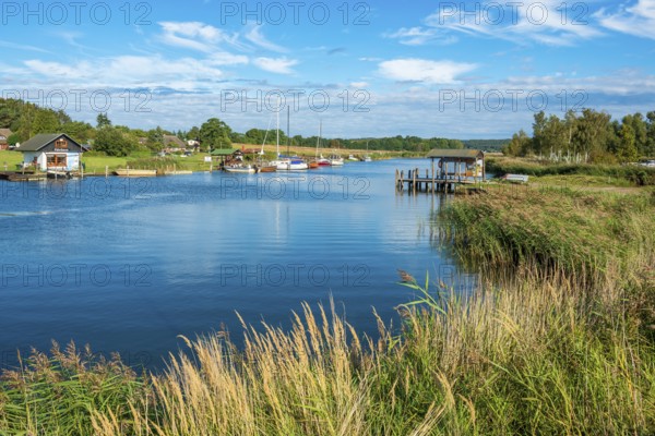 Ferry and port of Moritzdorf, OT of Sellin, Mönchgut peninsula, Rügen island, Mecklenburg-Western