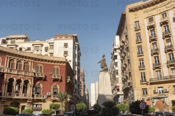 Cairo, Egypt. July 1st 2024 Mustafa Kamel Square and the European style architecture of Kasr el Nil