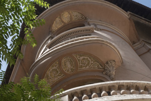 Beautiful close up details of balconies and balustrades of the historical architecture of Downtown