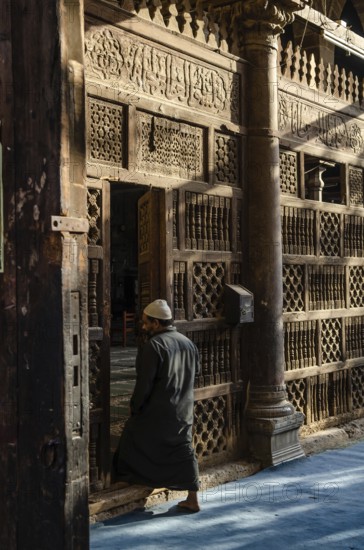 Cairo, Egypt. November 1st 2011 Arabesque and Arab calligraphy design inside an old Cairo Mosque,