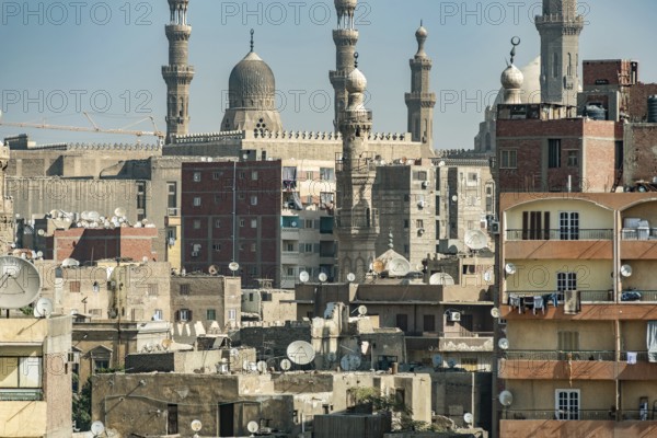 Cairo, Egypt. November 29th 2022 Aerial rooftop view of the densely populated Egyptian capital city