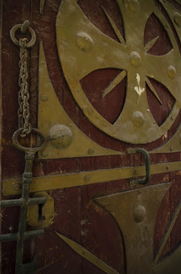Cairo, Egypt. December 31st 2012 Egyptian Coptic Cairo, an ancient entrance door and key with