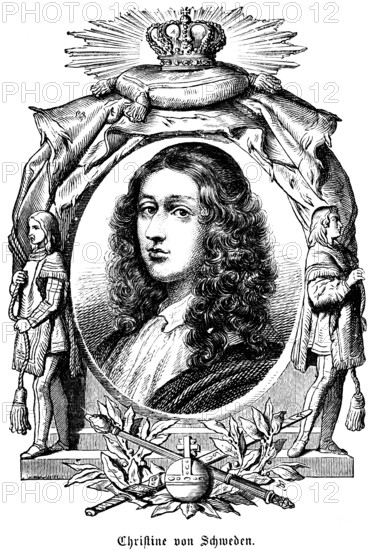 Christina of Sweden (1626-1689) Queen of Sweden, high nobility, ban on witch trials, conversion to