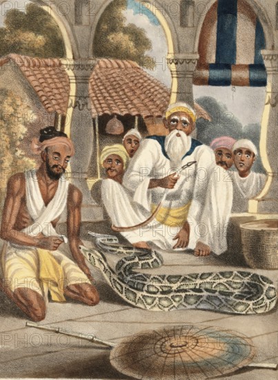 A samporea or snake catcher in India, authentic, digitally restored reproduction from a