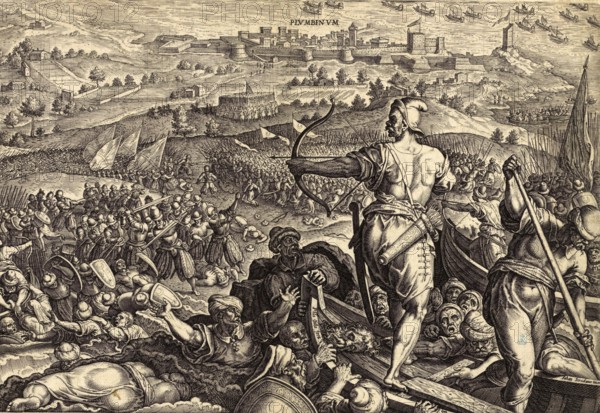 History of the Medici, Battle of Piombino, a historic event from the 16th century. The scene shows