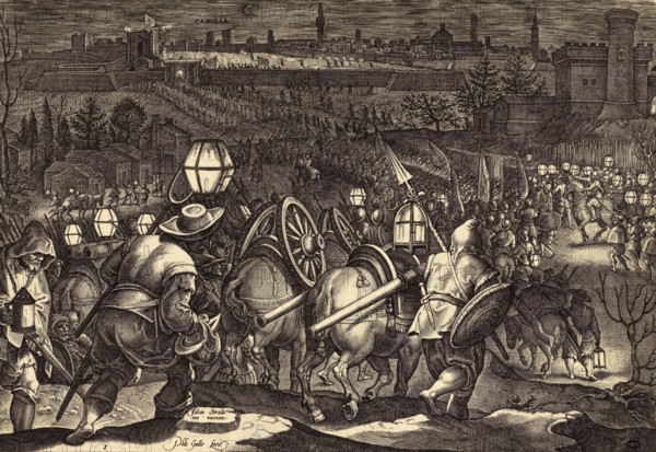History of the Medici, The illustration shows Cosimo I de' Medici leading his troops towards Siena