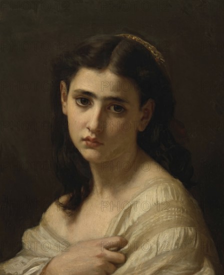 Hugues Merle (1822 to 1881), French painter: Thoughts far away, Gedanken in der Ferne (1864),