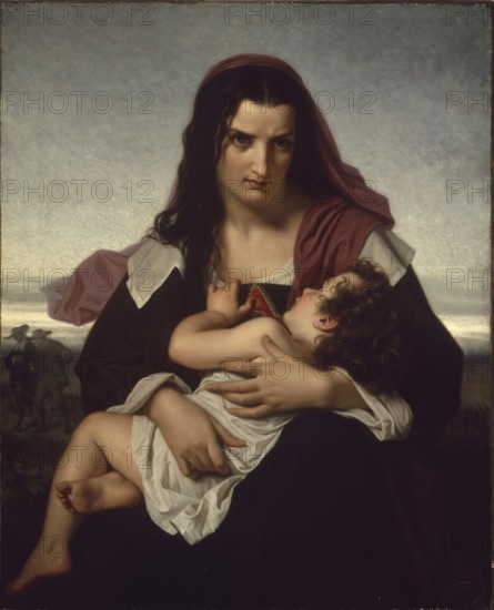 Hugues Merle (1822 to 1881), French painter: The Scarlet Letter (1861), The painting shows Hester