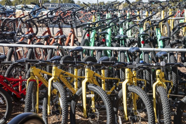 Grand Canyon National Park, Arizona - Bicycles for rent at the Grand Canyon. The bicycles are for