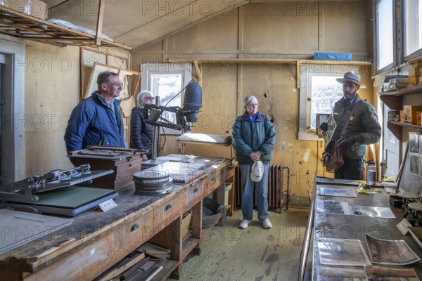 Grand Canyon National Park, Arizona - A park ranger gives a tour of the historic Kolb Studio on the