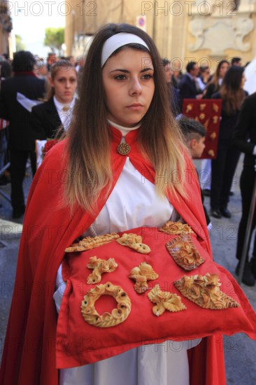 Sicily, Trapani, Good Friday mystery procession La Processione dei Misteri, groups accompany the
