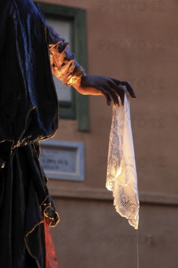 Sicily, old town of Trapani, Good Friday mystery procession La Processione dei Misteri, hand