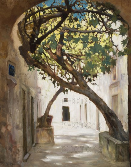 Kazimierz Stabrowski (b. 21 November 1869, d. 10 June 1929 in Garwolin), Polish painter: Street in