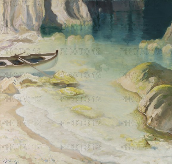 Kazimierz Stabrowski (b. 21 November 1869, d. 10 June 1929 in Garwolin), Polish painter: Boat at