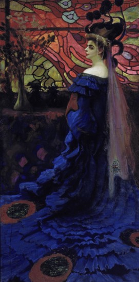 Kazimierz Stabrowski (b. 21 November 1869, d. 10 June 1929 in Garwolin), Polish painter: Peacock,
