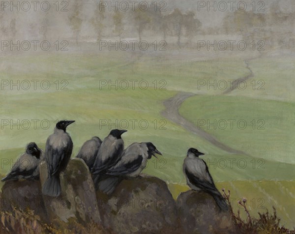 Kazimierz Stabrowski (b. 21 November 1869, d. 10 June 1929 in Garwolin), Polish painter: Crows,