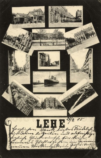 Historical postcard around 1900, Lehe, district of Bremerhaven, Germany, reproduction of a
