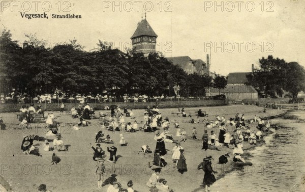 Historical postcard around 1900, Vegesack, district of Bremen, Germany, reproduction of a postcard,