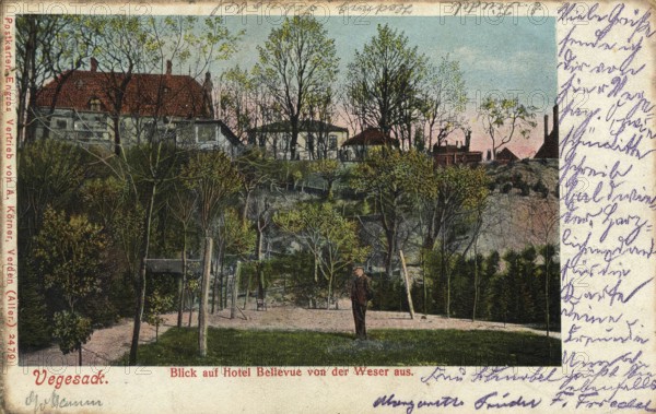 Historical postcard around 1900, Vegesack, a district of Bremen, Germany, reproduction of a
