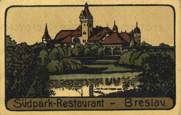 Historical postcard around 1900, Breslau, Südpark, today Wroclaw, Lower Silesia, Poland,