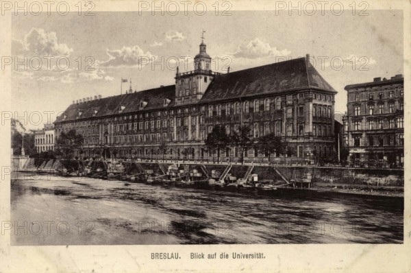 Historical postcard around 1900, Breslau, University, today Wroclaw, Lower Silesia, Poland,