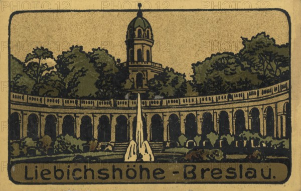 Historical postcard around 1900, Breslau, Liebichshöhe, today Wroclaw, Lower Silesia, Poland,
