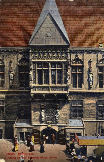 Historical postcard around 1900, entrance to the Schweidnitzer Keller, Breslau, today Wroclaw,