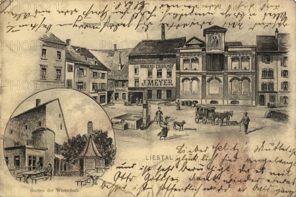 Historical postcard around 1900, Liestal, today Wroclaw, Lower Silesia, Poland, reproduction of a