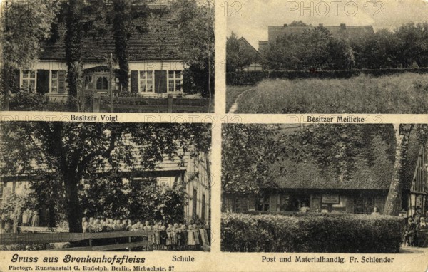 Historical postcard around 1900, greetings from Brenkenhofsfleiß, formerly Brandenburg, today