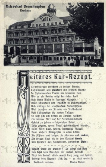Historic postcard around 1900, Baltic resort Brunshaupten i.M., spa hotel, historic town on the