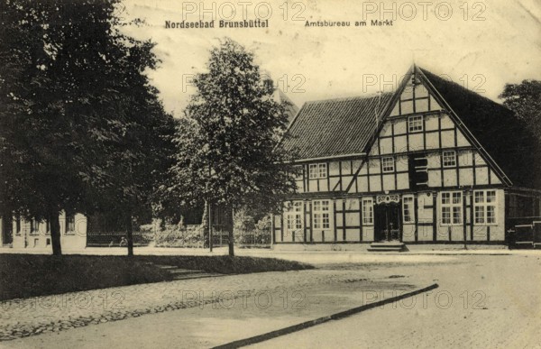Historical postcard around 1900, Brunsbüttel, Schleswig-Holstein, Germany, reproduction of a