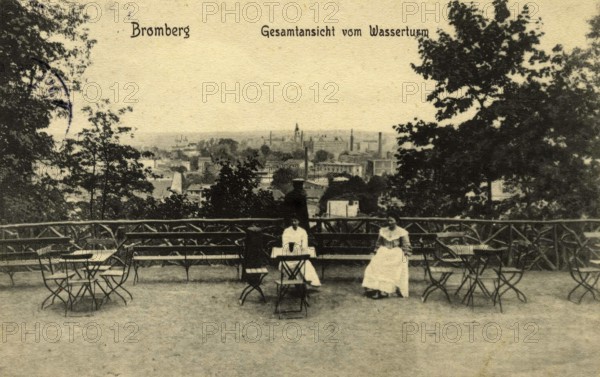 Historical postcard around 1900, Bromberg, view from the water tower, today Bydgoszcz, in the
