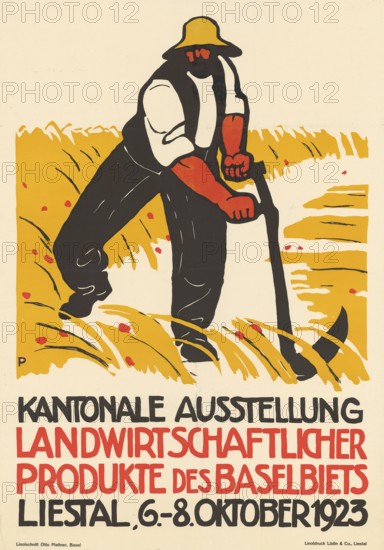 Otto Plattner (b. 29 June 1886, d. 20 October 1951), Swiss painter, graphic artist: Event,