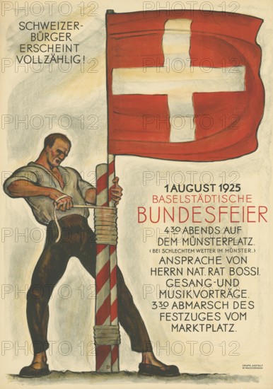 Otto Plattner (b. 29 June 1886, d. 20 October 1951), Swiss painter, graphic artist: Event, Federal