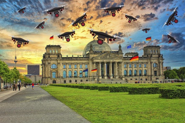 Symbolic image, Putin and Ukraine war, Russian drones over Germany and the EU, poor defense, lack