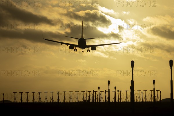 Boeing 737 commercial passenger airliner jet aircraft of Ryanair airways in flight on approach to