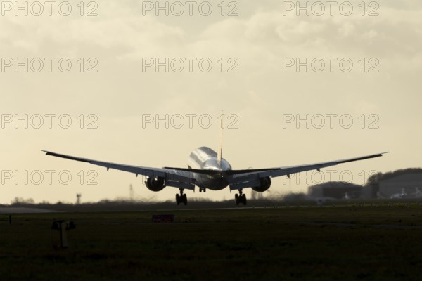 Boeing 777 A7-BFL commercial jet aircraft of Qatar cargo in flight on approach to land at London