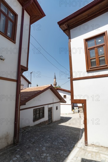 Ankara, Turkey. June 6th 2022 Restored old houses inside the city walls of Ankara castle, the old