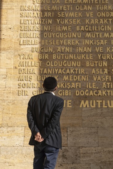 Ankara, Turkey. November 24th 2020 A Turkish visitor reads the memoral at the Anitkabir tomb