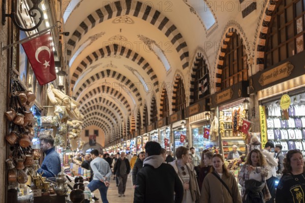 Istanbul, Turkey 8th January 2025 Tourists shopping inside the Istanbul Spice Bazaar otherwise