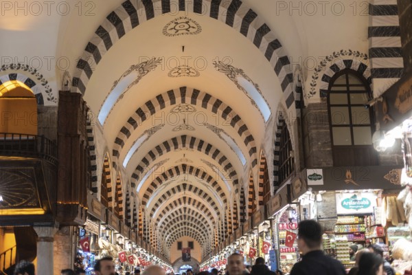 Istanbul, Turkey 8th January 2025. The restored vaulted interior of the Istanbul Spice Bazaar,